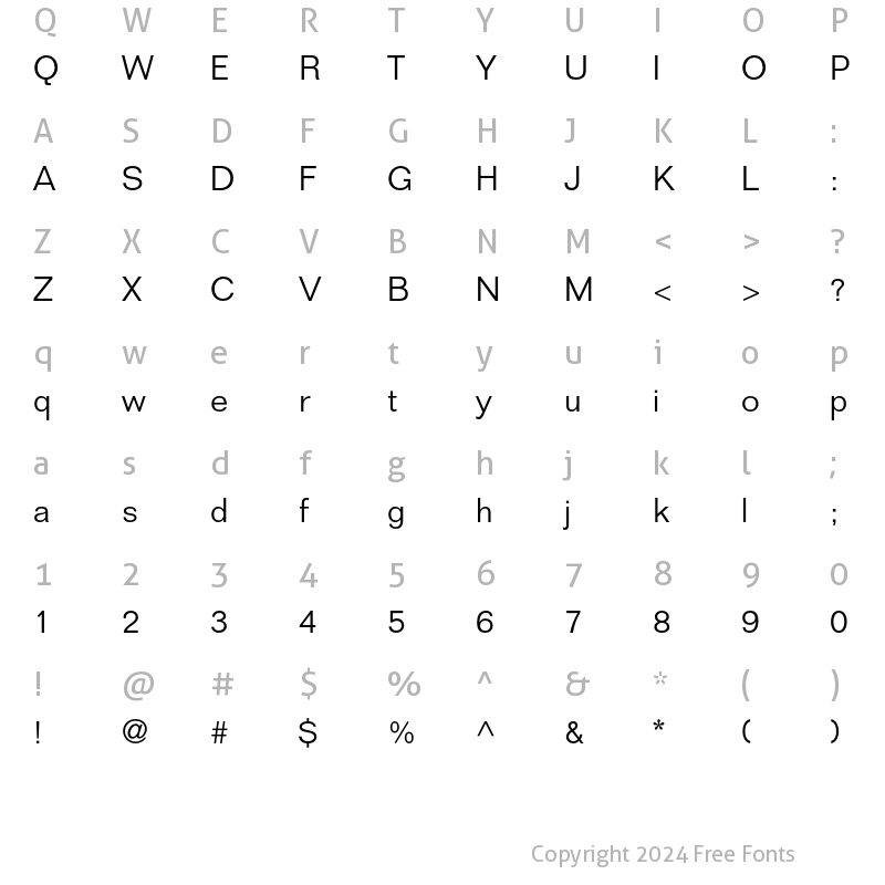 Character Map of Folio Std Light