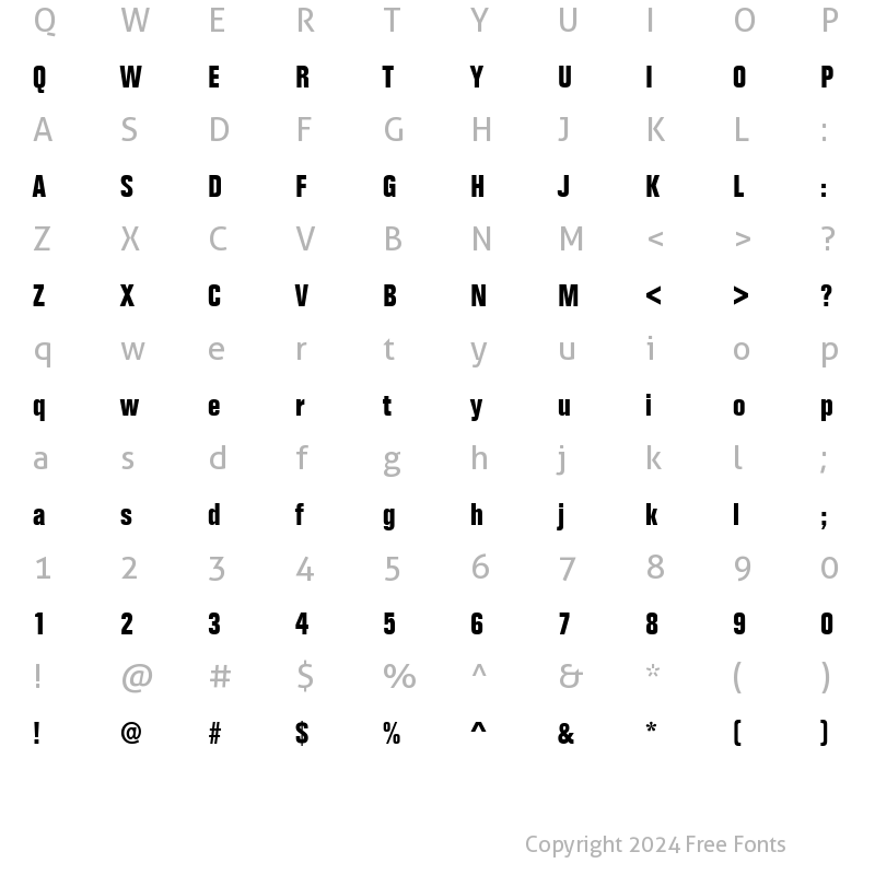 Character Map of FolioTEEBolCon Regular