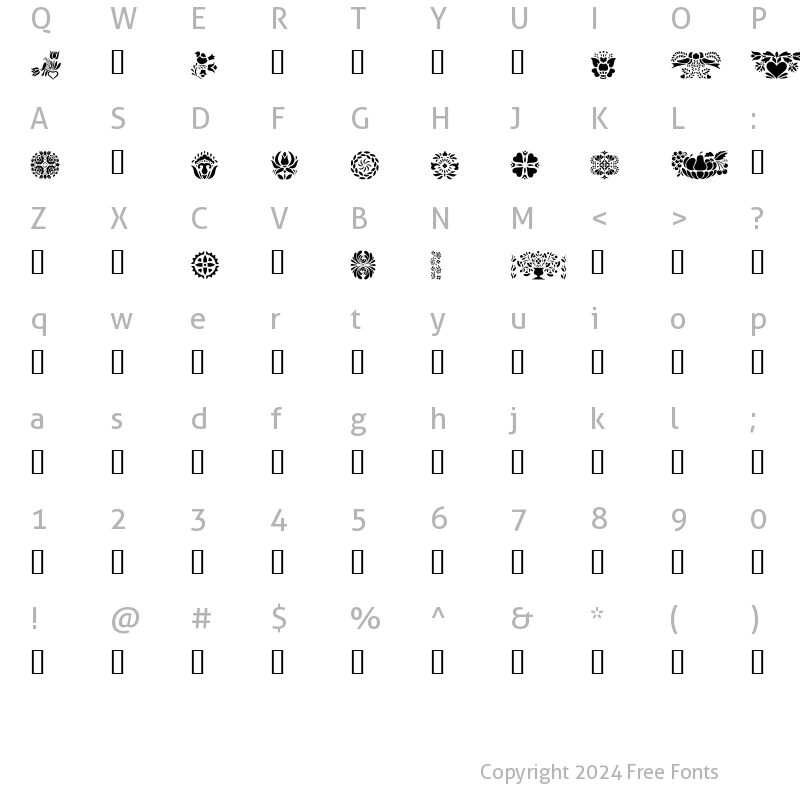 Character Map of Folk Art 2 Regular