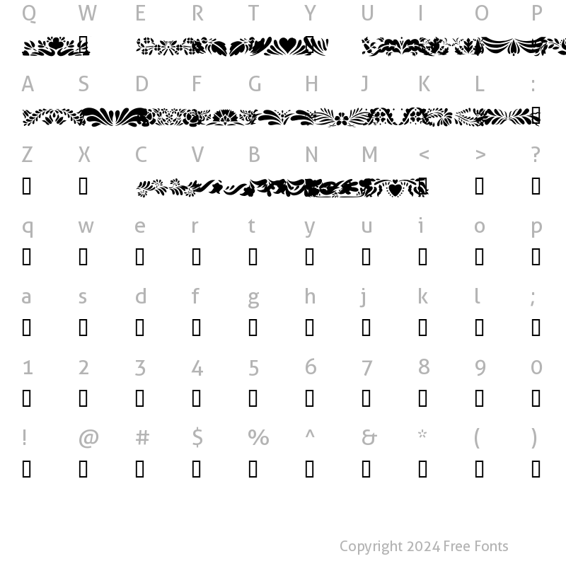 Character Map of Folk Art Dividers Regular