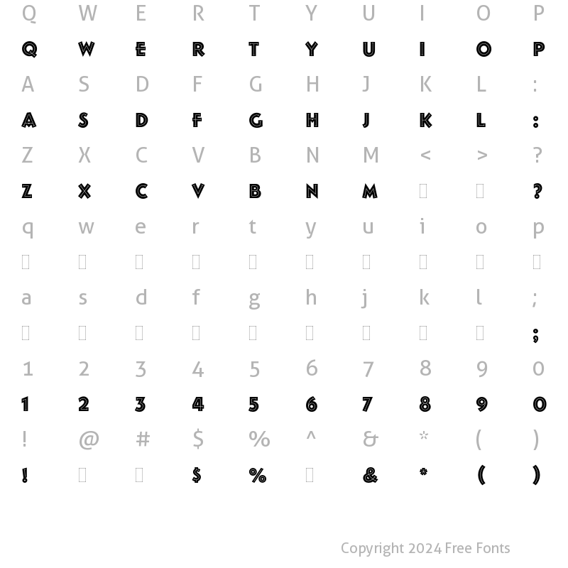 Character Map of Follies Plain Regular