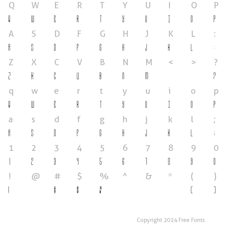 Character Map of Font 33 Regular