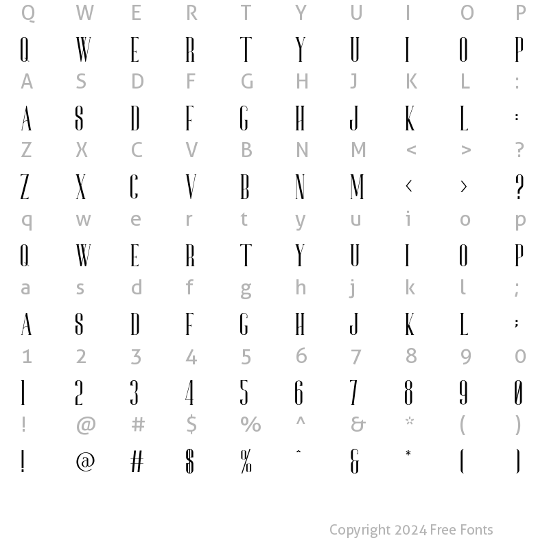 Character Map of font 34 Regular