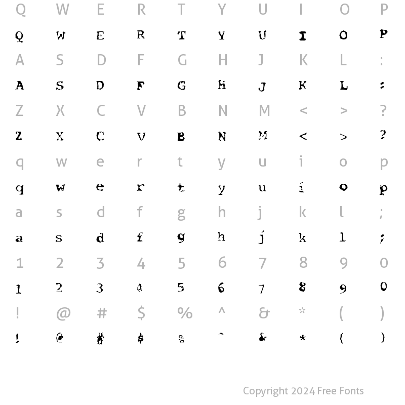 Character Map of Font Pirate Regular