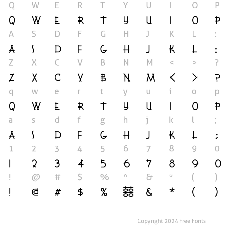 Character Map of Font Shui Regular