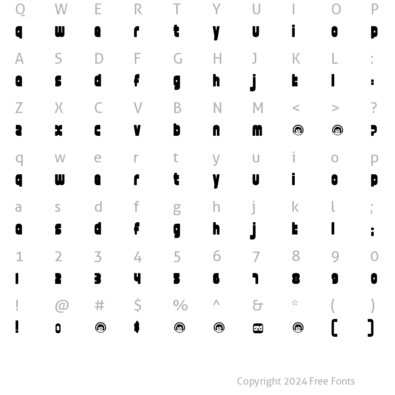 Character Map of font twelve good fatty Regular