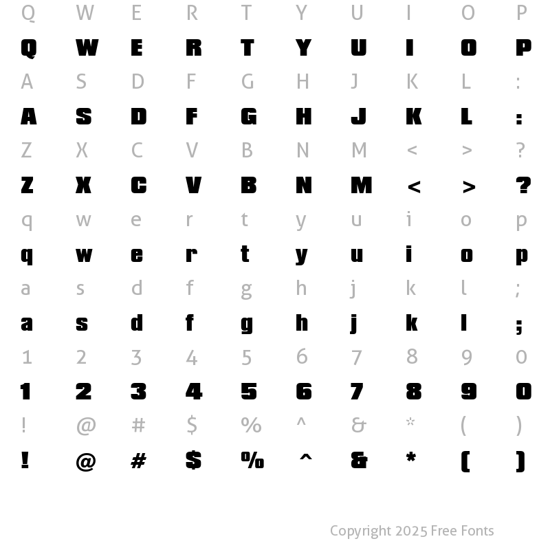 Character Map of font102 Regular