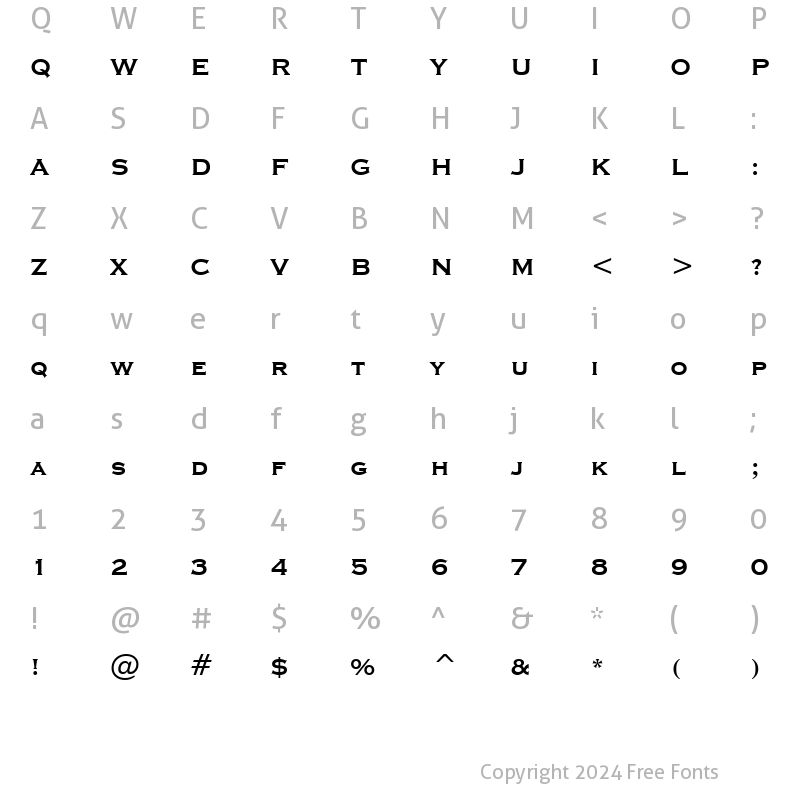 Character Map of font119 Regular