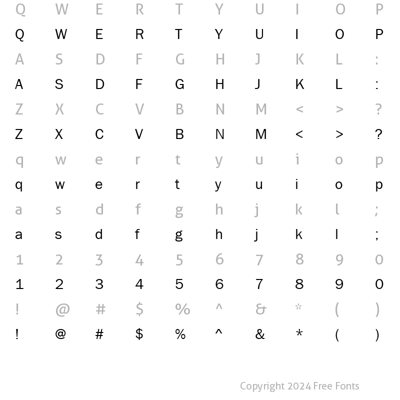 Character Map of font150 Regular