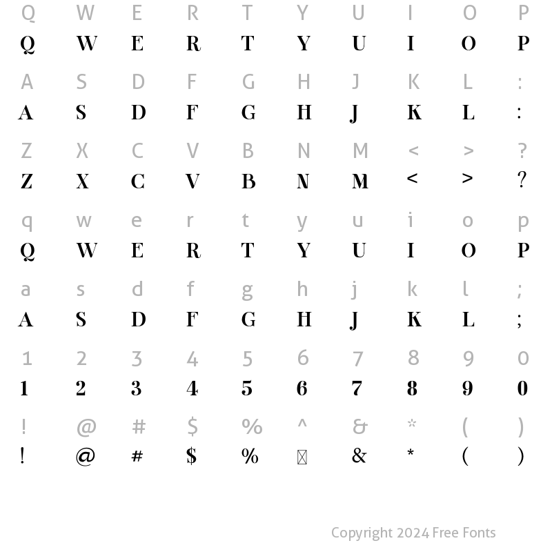 Character Map of Font18 Regular