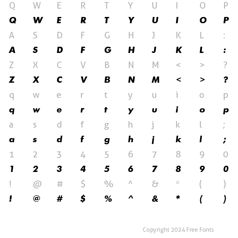 Character Map of font193 Bold Italic