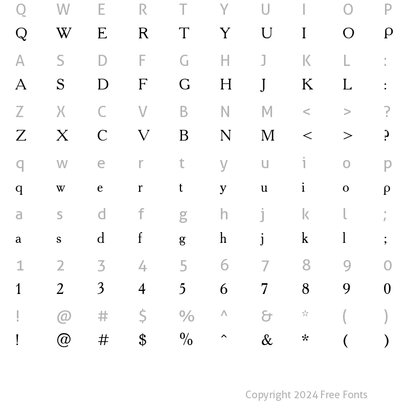 Character Map of font2 Regular