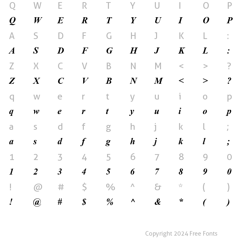 Character Map of font237 Bold Italic