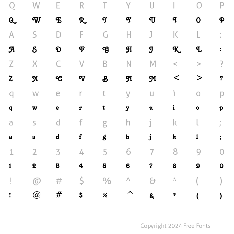 Character Map of font240 Regular