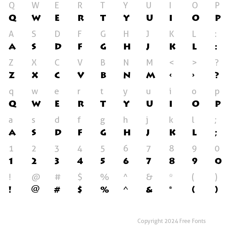 Character Map of font344 Bold