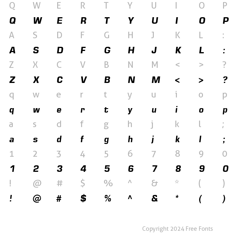 Character Map of font400 Bold Italic