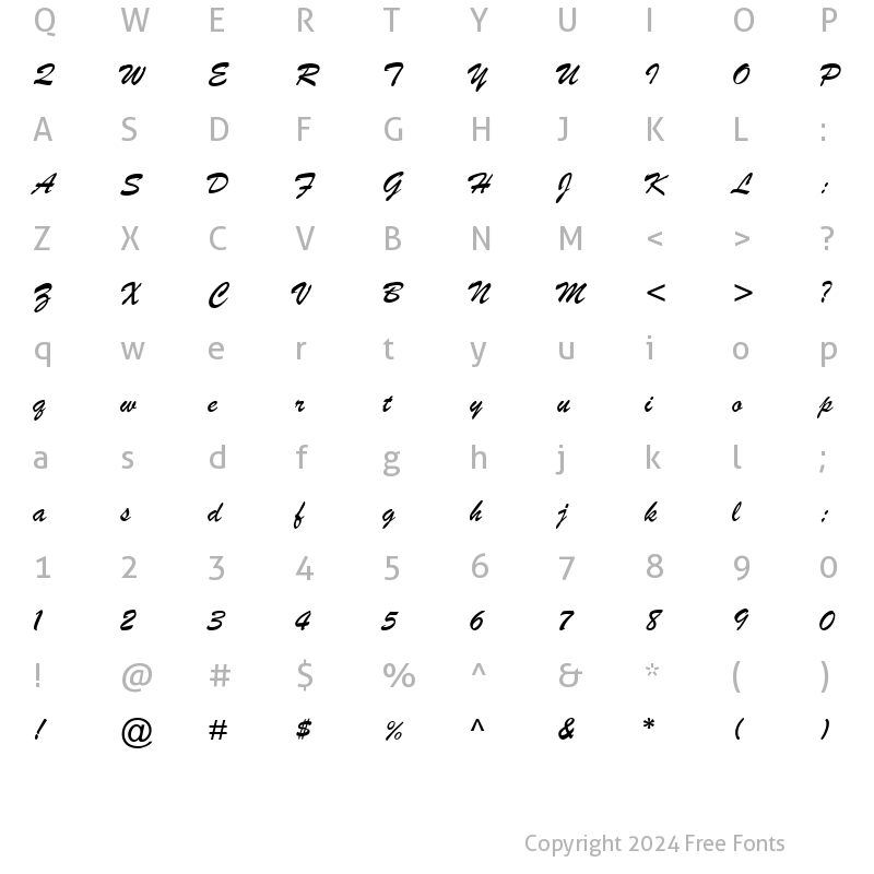 Character Map of font77 Italic