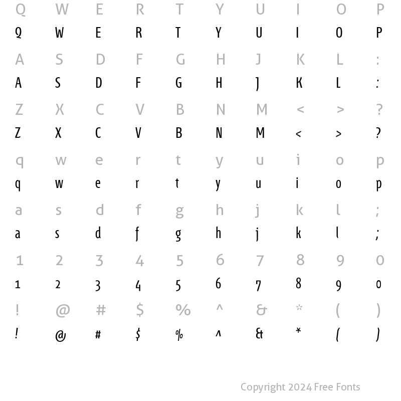 Character Map of Fontana ND Ee OsF Normal