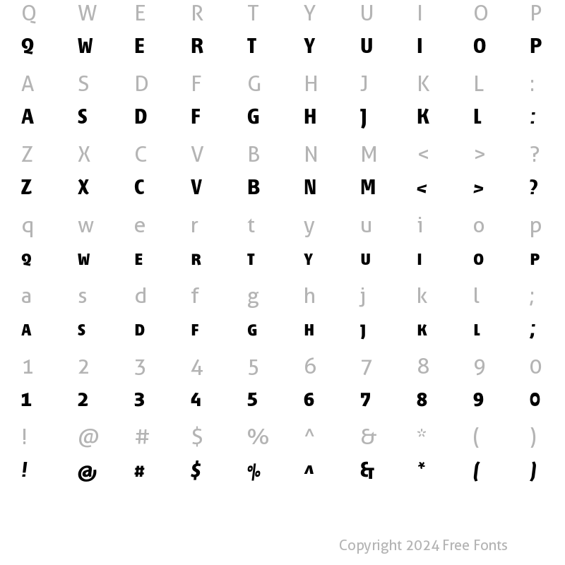 Character Map of Fontana ND Ee SC Bold