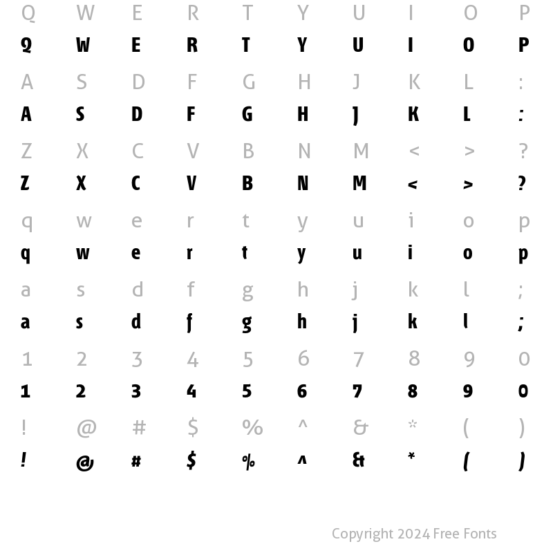 Character Map of Fontana ND Gg Bold