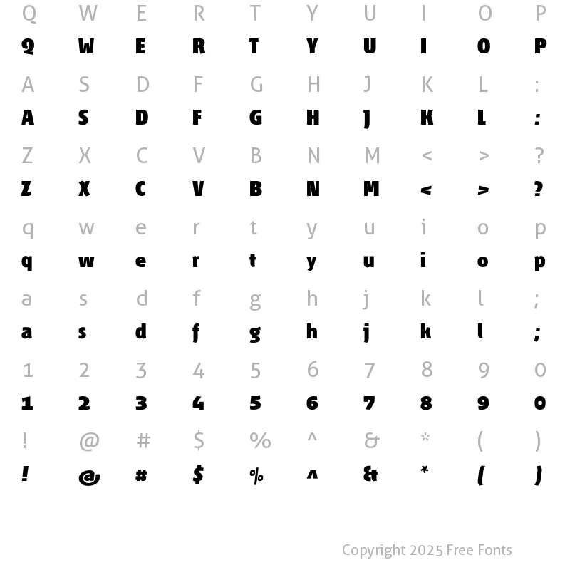 Character Map of Fontana ND Ll Black