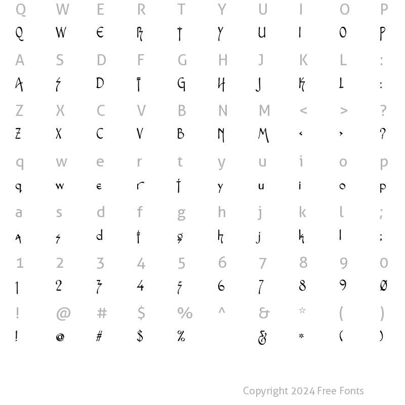 Character Map of Fontasia Three Script Regular