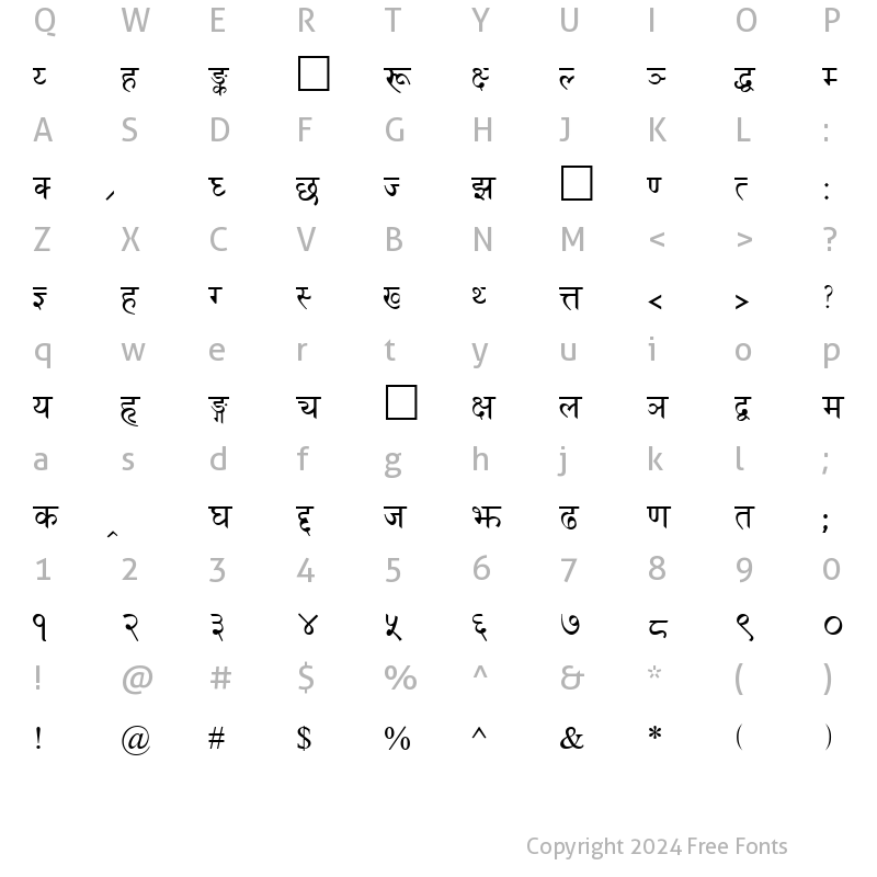 Character Map of Fontasy Himali Regular