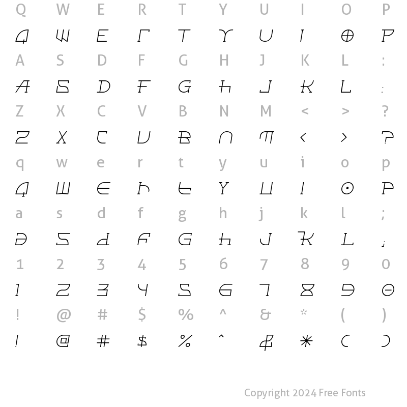 Character Map of Fontcop II Regular