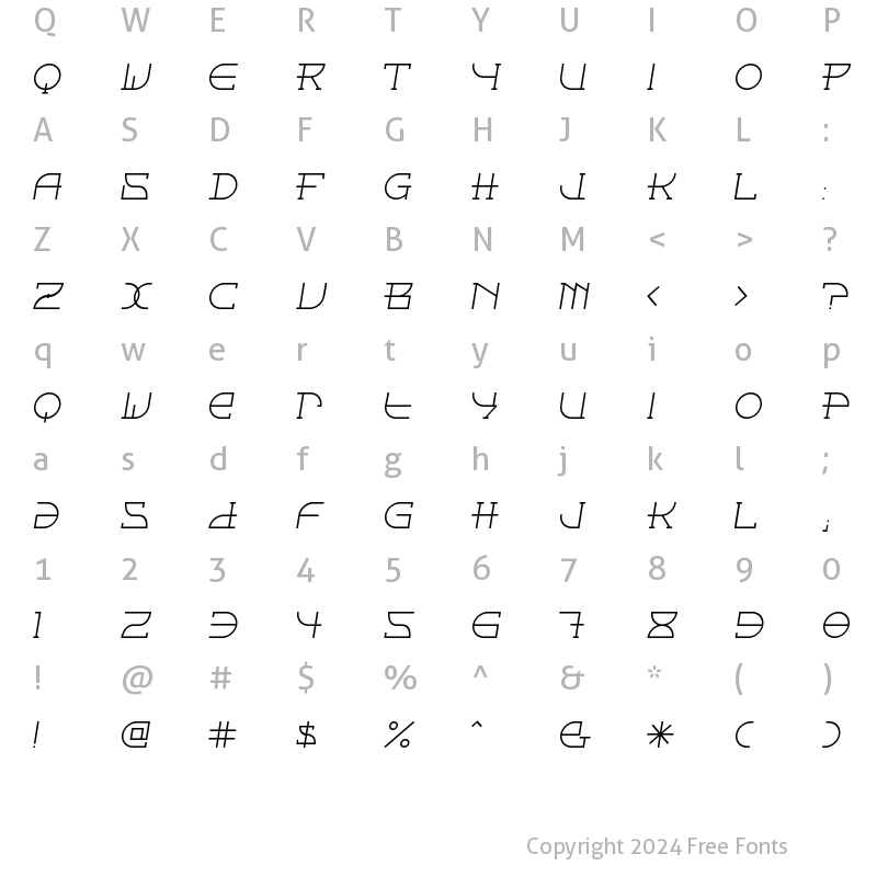 Character Map of Fontcop Regular