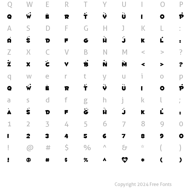 Character Map of Fontdinerdotcom Luvable Regular