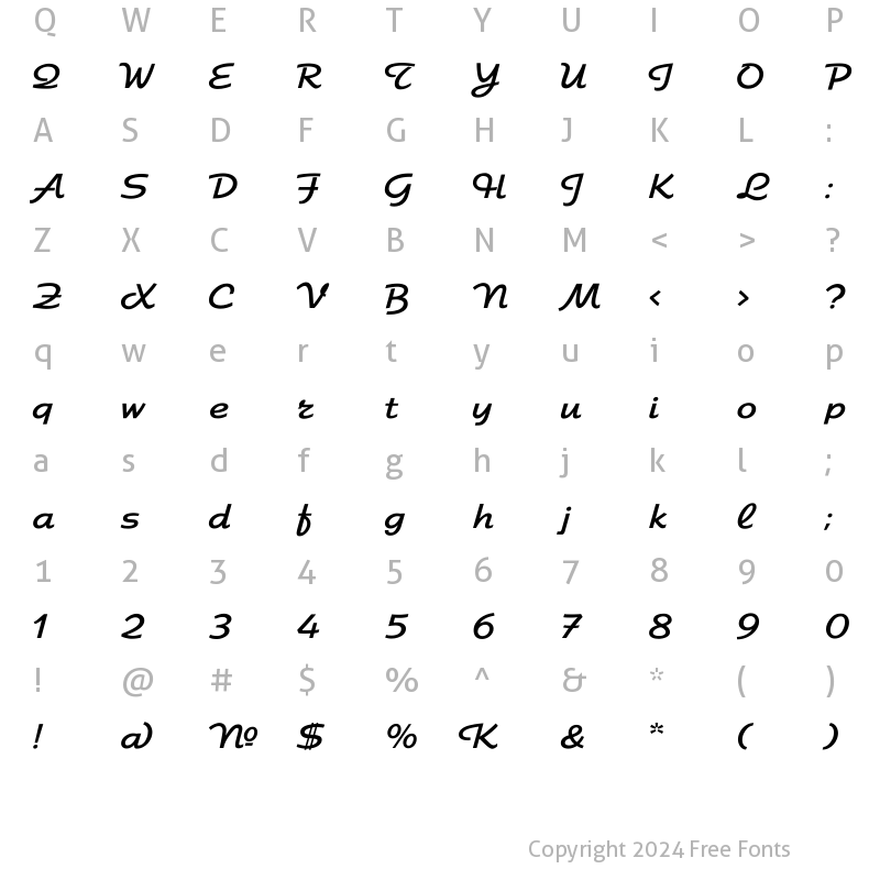 Character Map of Fontella Regular