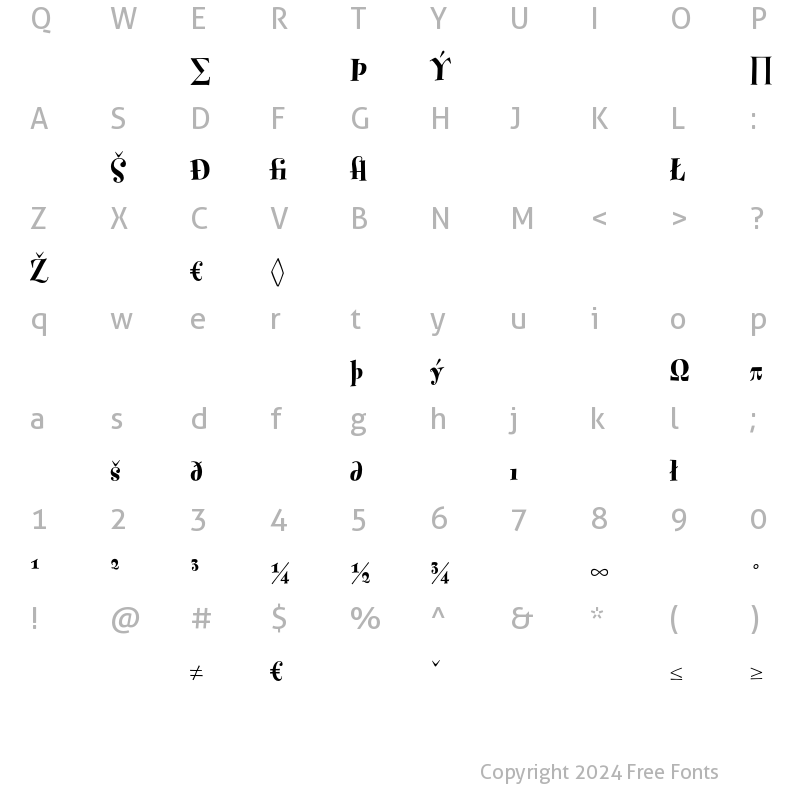 Character Map of Fontesque ExtraBoldExpert Regular