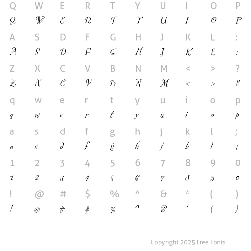 Character Map of Fontesque Italic