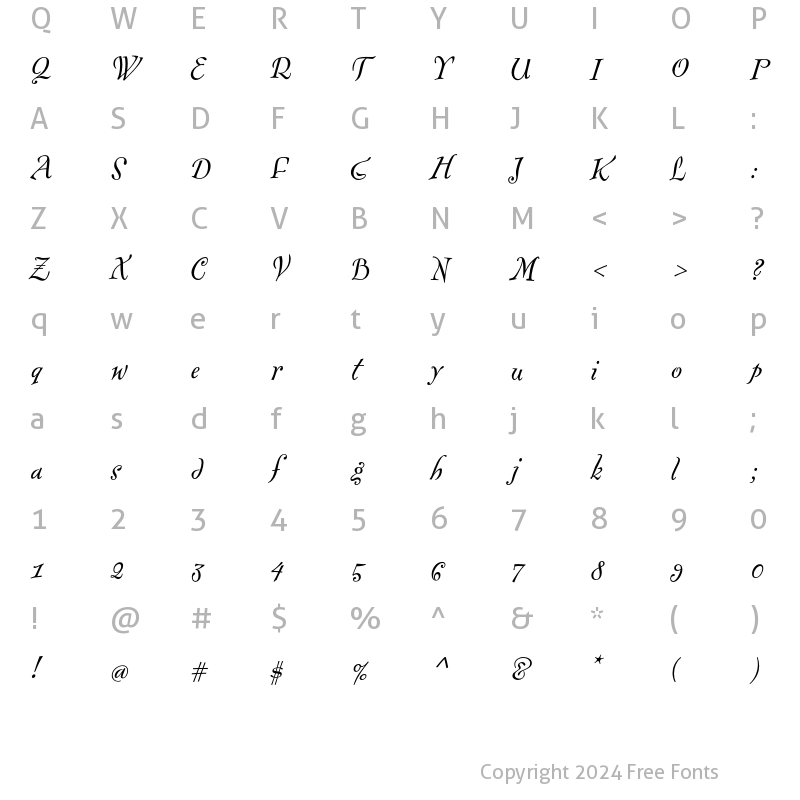 Character Map of FontesqueText Italic