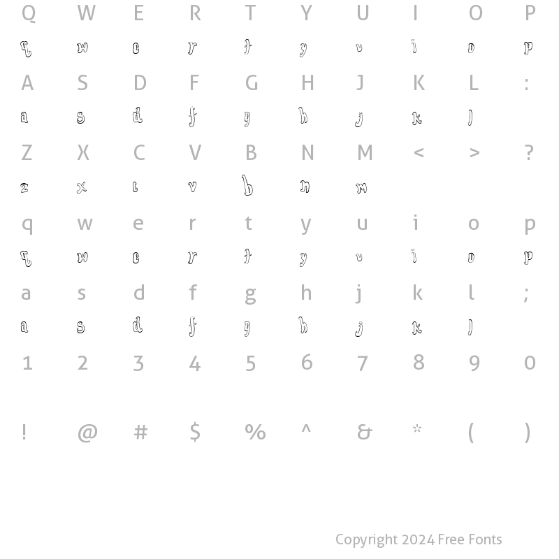 Character Map of FontForTheDumped Outline