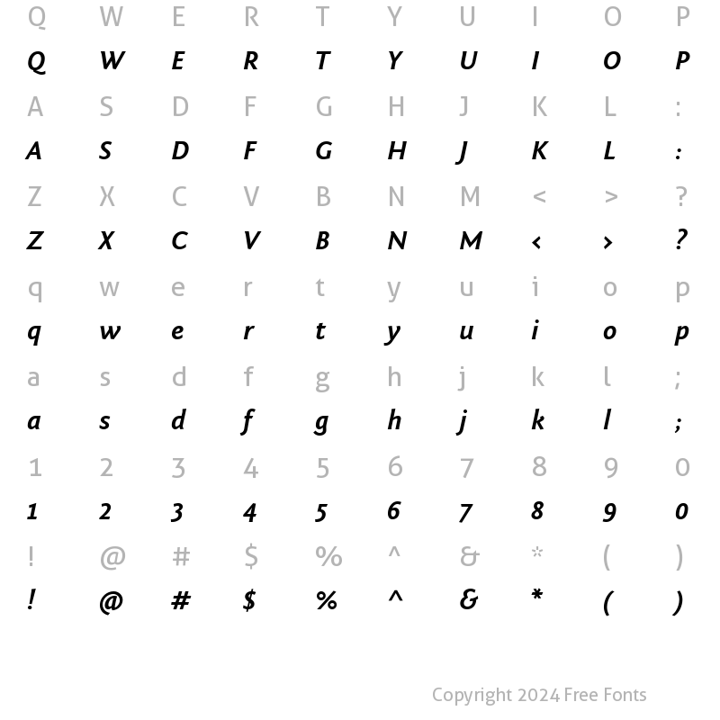 Character Map of Fontin Sans CR Bold Italic