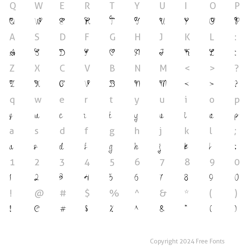 Character Map of FONTLOVE Regular