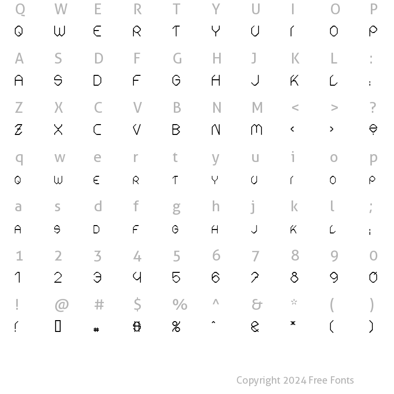 Character Map of Fontmaker Slash Regular