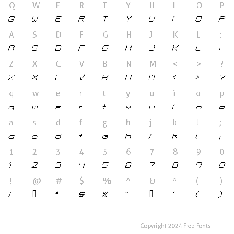 Character Map of Fontmaker's Choice Italic