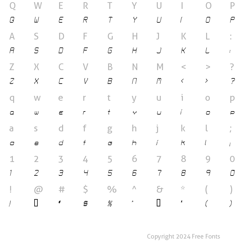 Character Map of Fontmaker's Choice ThinItalic