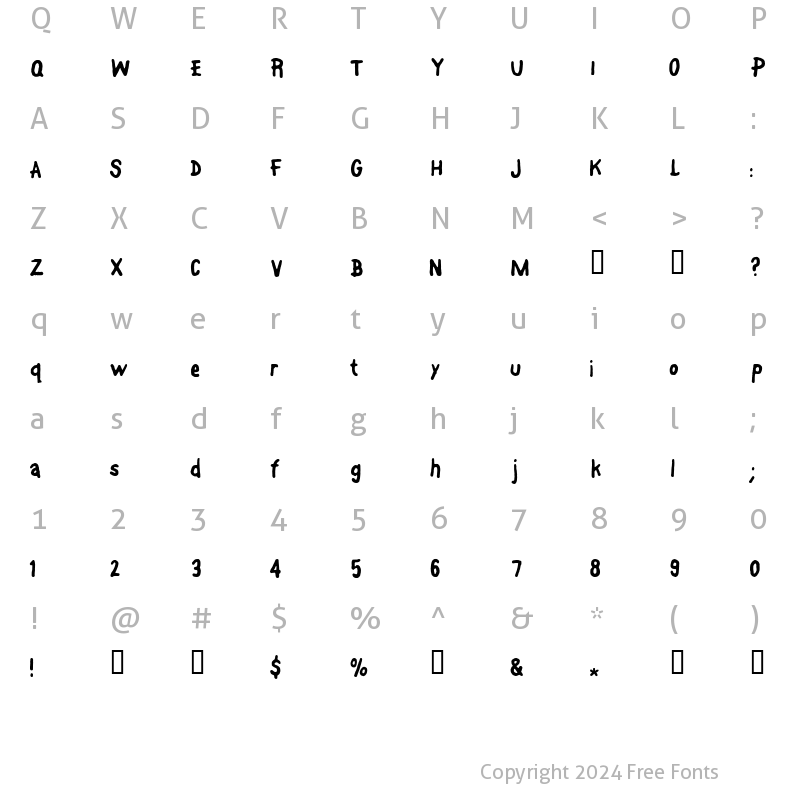 Character Map of FontOnAStick Regular