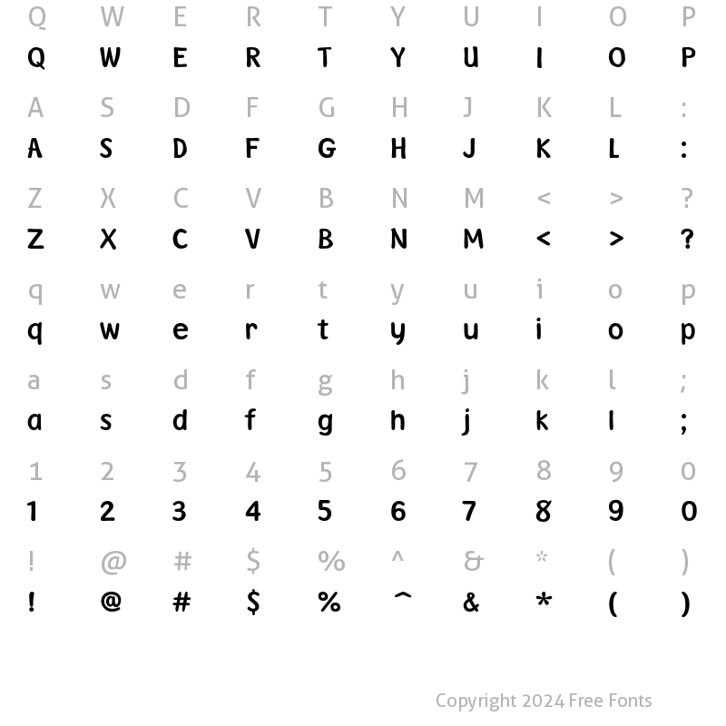 Character Map of Fontoon ITC Std Regular