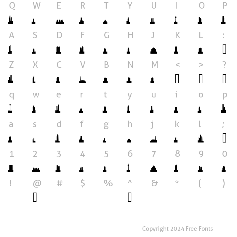 Character Map of fontoville at night Regular