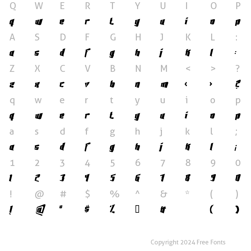 Character Map of Fontovision III 3D no 2