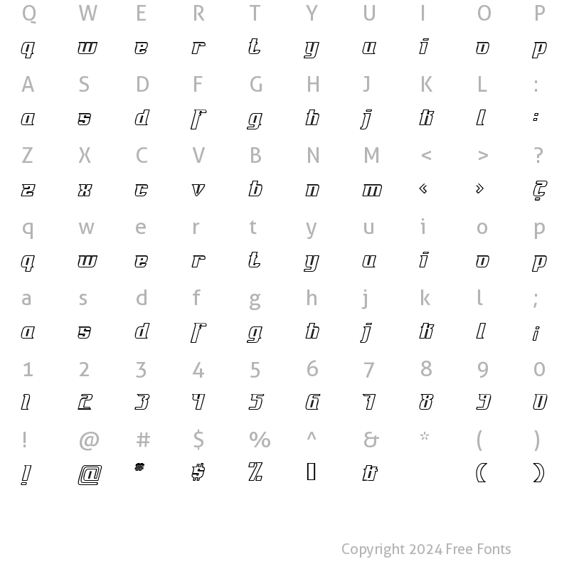 Character Map of Fontovision IV outline