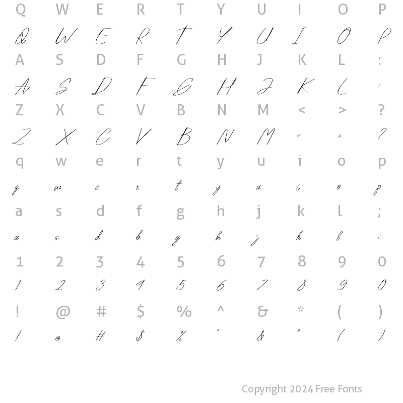 Character Map of Fonts Regular