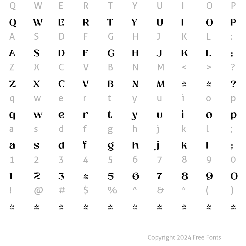 Character Map of FONTSPRING DEMO - Prettywise ExtraBold Regular