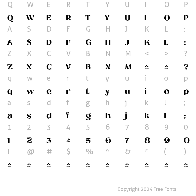 Character Map of FONTSPRING DEMO - Prettywise Heavy Regular