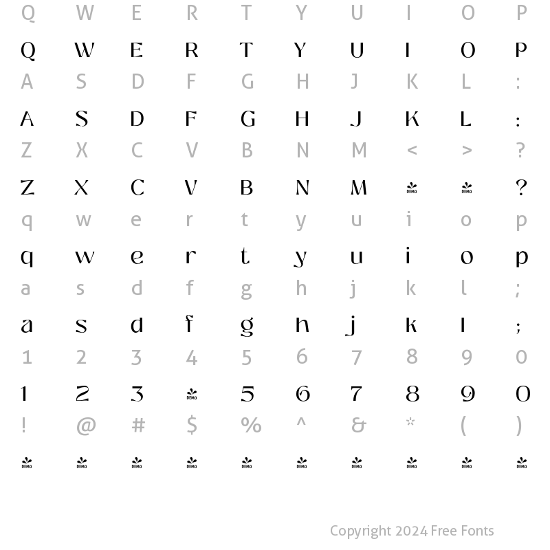 Character Map of FONTSPRING DEMO - Prettywise Medium Regular