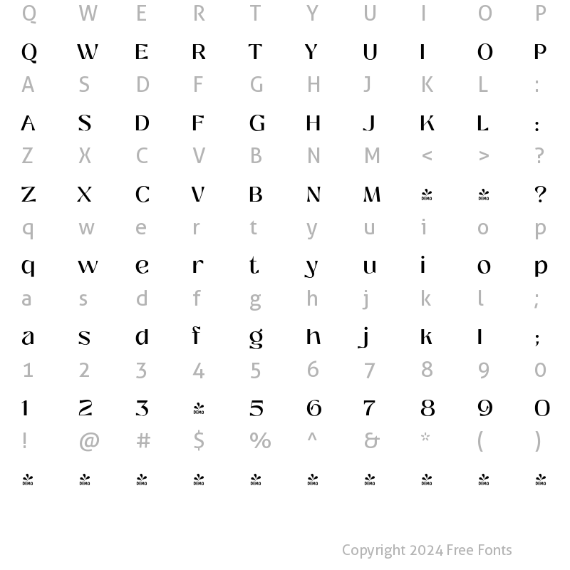 Character Map of FONTSPRING DEMO - Prettywise SemiBold Regular